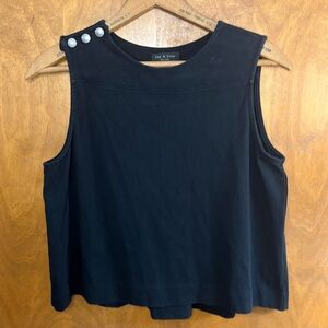 Rag & Bone Black Sleeveless Button Shoulder Tank Top Knit Sweater Vest Oversized